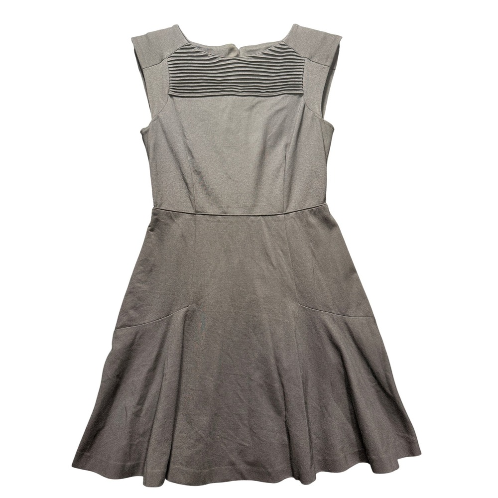 Banana Republic Fit & Flare Dress Women 4P Black Pintuck Pleated Knit